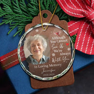 Custom Photo Always & Forever In Our Hearts - Personalized Circle Glass Ornament