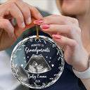Custom Photo,New baby,New Dad,New Mom,Gift For Grandparents,Happy - Custom Photo Baby Announcement Promoted To - Personalized Circle Glass Ornament