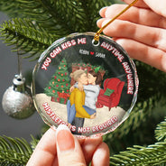 Mistletoe Is Not Required - Personalized Circle Glass Ornament