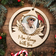 Gift For Grandparents, Parents - Custom Photo Red Cardinal On Christmas Tree - Personalized Wooden Cutout Ornament