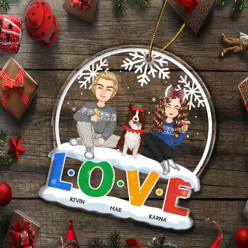 Family, Pet Lovers - Christmas Family A Whole Lot Of Love - Personalized Custom Shaped Acrylic Ornament