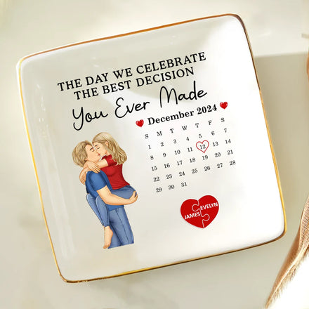Couple Calendar Celebrate The Best Decision You Ever Made - Personalized Ring Dish