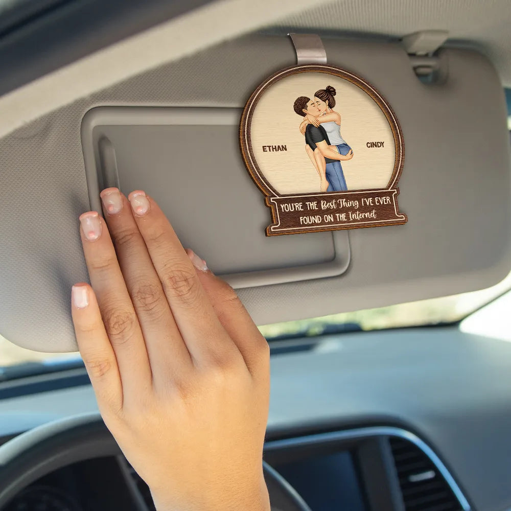 Gift For Couples,Gift For Husband,Gift For Wife,Gift For Boyfriend,Gift For Girlfriend,Happy - Kissing Couple Best Thing On The Internet - Personalized Custom Shaped Car Visor Clip