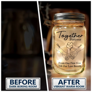 Gift For Couples, Gift For Husband, Gift For Wife, Gift For Boyfriend, Gift For Girlfriend - Couple Hold Hand From Our First Kiss - Personalized Mason Jar Light