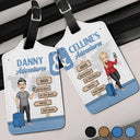 Gift For Couples,Gift For Husband,Gift For Wife,Travel,Happy,Gift For Boyfriend,Gift For Girlfriend - Couple Travel Adventures Sign Post - Personalized Combo 2 Luggage Tags