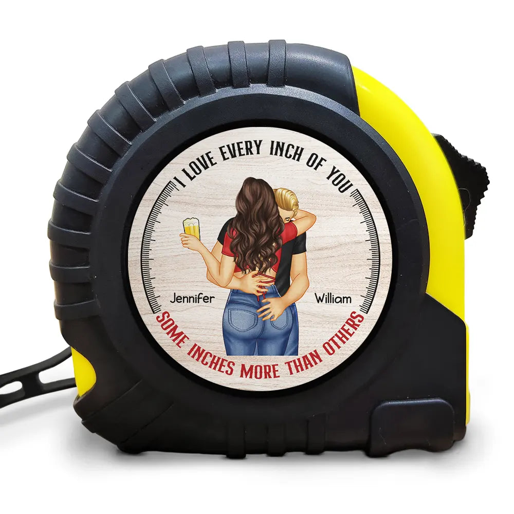 Gift For Couples,Gift For Husband,Gift For Wife,Gift For Boyfriend,Gift For Girlfriend,Funny - Kissing Couple Love Every Inch Of You - Personalized Tape Measure