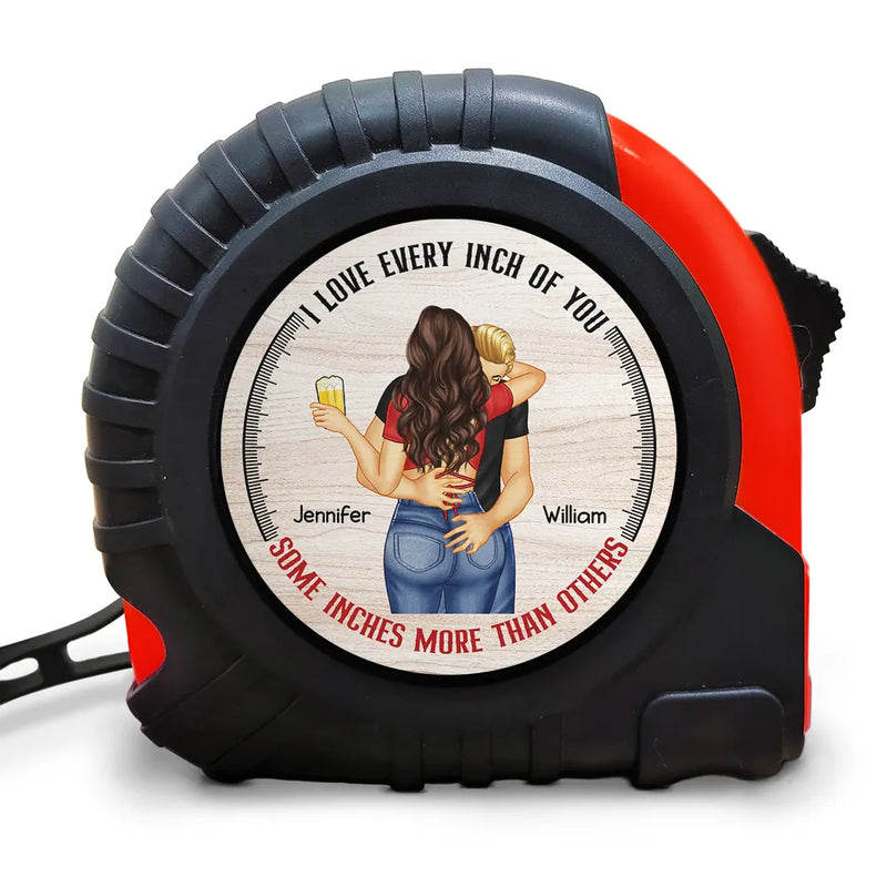 Gift For Couples,Gift For Husband,Gift For Wife,Gift For Boyfriend,Gift For Girlfriend,Funny - Kissing Couple Love Every Inch Of You - Personalized Tape Measure