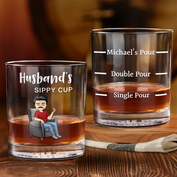 Gift For Couples, Gift For Husband, Gift For Boyfriend, Gift For Father - Grandpa Daddy Husband's Sippy Cup - Personalized Whiskey Glass
