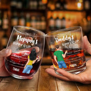 Gift For Couples,Gift For Husband,Gift For Wife,Gift For Boyfriend,Gift For Girlfriend,Happy - Couple Wifey Hubby's Sippy Cup - Personalized Combo Wine & Whiskey Glass