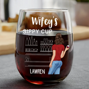 Gift For Couples,Gift For Husband,Gift For Wife,Gift For Boyfriend,Gift For Girlfriend,Happy - Couple Wifey Hubby's Sippy Cup - Personalized Combo Wine & Whiskey Glass