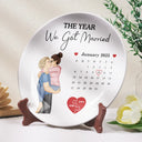 Gift For Couples, Gift For Husband, Gift For Wife, Gift For Boyfriend, Gift For Girlfriend - Calendar The Day I Found My Missing Piece - Personalized Ceramic Plate

