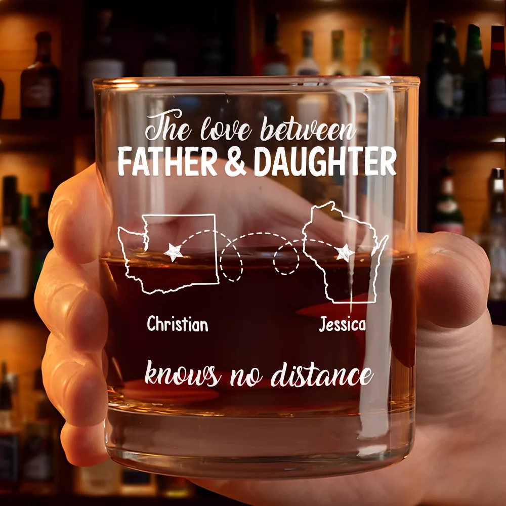 Gift For Father, Dad,  Daughters - The Love Between Father And Daughter - Personalized Whiskey Glass
