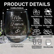 Gift For Husband,Gift For Wife,Gift For Couples,Married ,Love - Mr & Mrs Holding Hands - Personalized Stemless Wine Glass