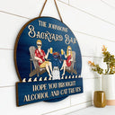Gift For Couples,Gift For Husband,Gift For Wife,Gift For Boyfriend,Gift For Girlfriend,Dog Lovers,Dog Couple,Pet Lovers,Pet Couple,Cat Lovers,Cat Couple,Patio,Grilling,Happy - Couple Outdoor Decor Hope You Brought Alcohol & Dog Treats - Personalised Custom Shaped Wood Sign
