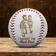 Custom Photo,Sport Dad,Gift For Father,Baseball - Custom Photo Pencil Drawing I Caught The Best Dad - Personalized Baseball, Softball