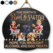 Pet Lovers, Pet Couple, Dog Lovers, Patio, Happy - Couple 3D Effect Pool & Patio Bar Hope You Brought Alcohol - Personalized Custom Shaped Wood Sign