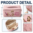 Gift For Yourself,Gift For Women,Happy - Flower Butterfly Monogram Little Reminder You're Beautiful - Personalized Leather Makeup Bag