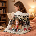 Reading,Gift For Yourself,Gift For Women,Happy - Reading Blanket Just A Girl Who Loves Books - Personalized Wearable Hooded Blanket