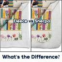 Reading,Gift For Yourself,Happy,Gift For Women - Vintage Bookself Reading Girl With Birth Month Flower - Personalized Fleece Blanket, Sherpa Blanket