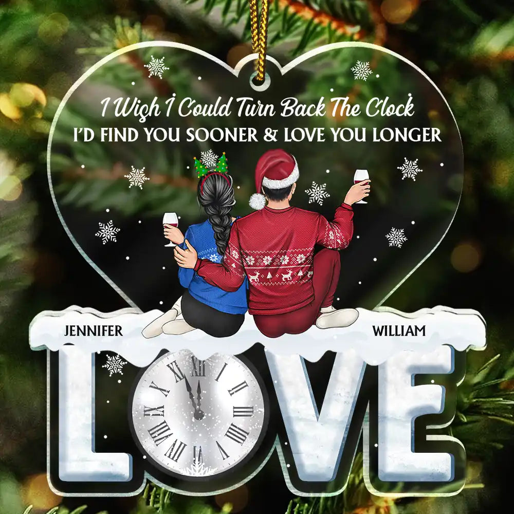 Christmas, Gift For Couples, Gift For Husband, Gift For Wife, Gift For Boyfriend, Happy - Find You Sooner And Love You Longer Couple - Personalized Custom Shaped Acrylic Ornament