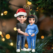 3D Effect Couple Expecting Parents, Baby Expecting, Baby Announcement - Personalized Custom Shaped Acrylic Ornament