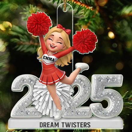 3D Shining Effect Christmas Cheerleader - Personalized Custom Shaped Acrylic Ornament