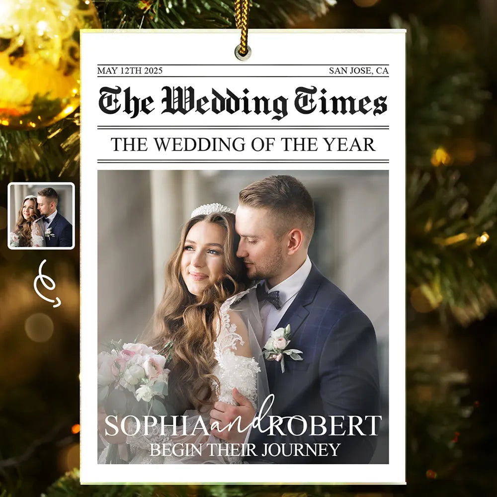 Gift For Couples,Wedding,Christmas,Love,Gift For Women,Gift For Men,Gift For Wife,Gift For Husband - Custom Photo The Wedding Of The Year Newlywed Couples - Personalized Custom Shaped Acrylic Ornament
