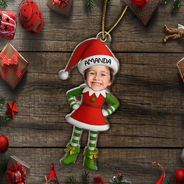 Gift For Kids,Gift For Grandkids,Christmas,Top Market,Happy - Christmas Kid Baby Little Elf 3D Effect - Personalized Custom Shaped Acrylic Ornament