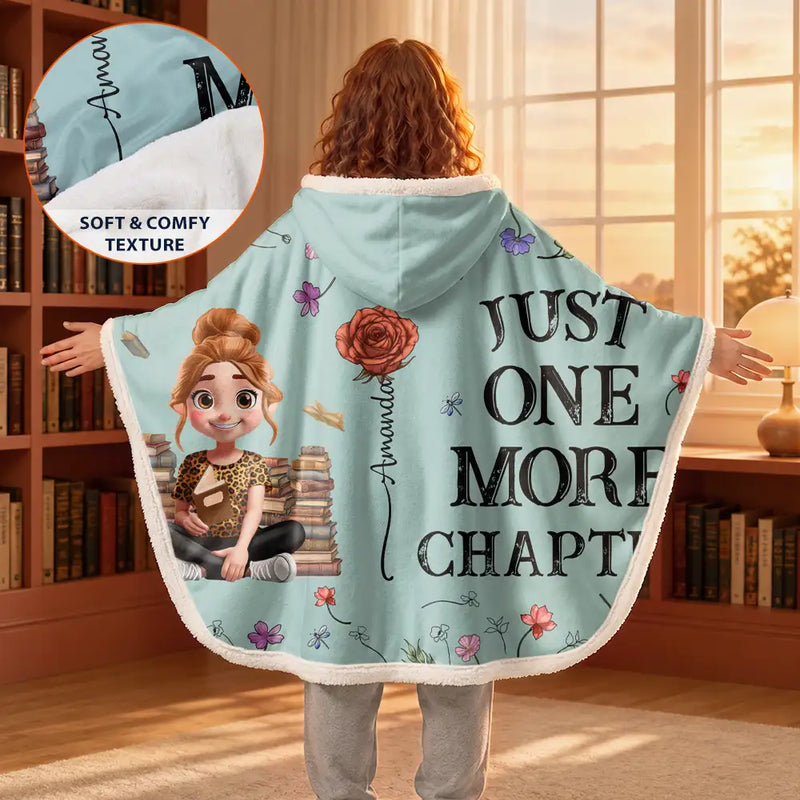 Reading, Gift For Yourself, Gift For Women, Happy - My Reading Blanket Reading Girl With Birth Month Flower - Personalized Wearable Hooded Blanket