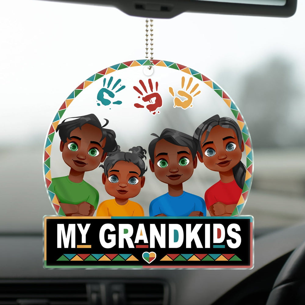 Flat Art My Grandkids Our Grandkids - Gift For Parents & Grandparents - Personalized Acrylic Car Hanger