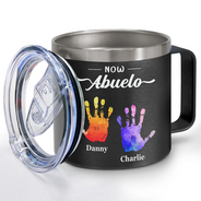 First Dad Now Grandpa - Personalized 14oz Stainless Steel Tumbler With Handle