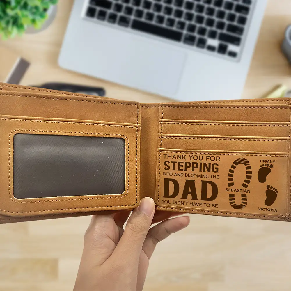 Stepdad, Bonus Dad Thank You For Stepping Into - Personalized Bifold Wallet
