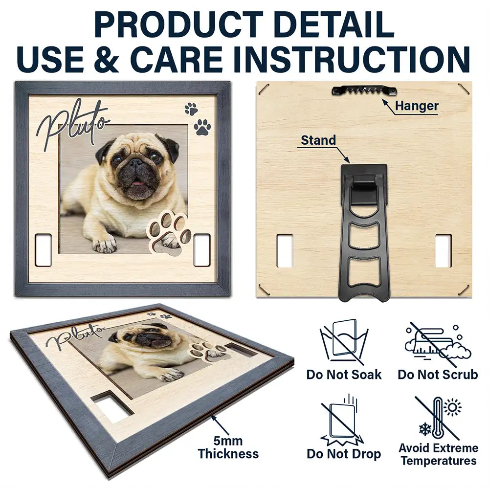Custom Photo Dog Cat Pet Name - Personalized Pet Loss Sign, Collar Frame