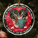 Of All The Weird Things Back View Couple - Personalized Circle Glass Ornament