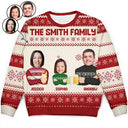 Custom Photo Face Flat Art Christmas Family - Personalized Unisex Ugly Sweater