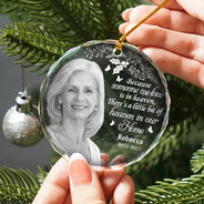 Memorial, Family - Custom Photo Grayscale Memorial Although You Cannot See Me - Personalized Circle Glass Ornament