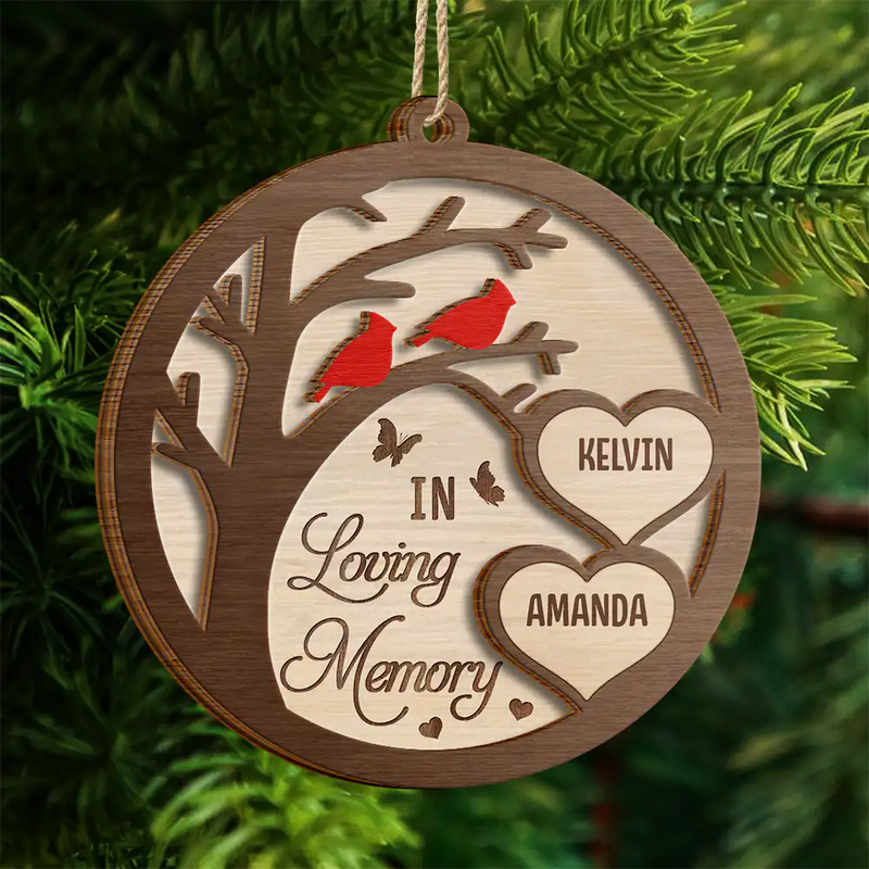 Cardinal Memorial We're Always With You - Personalized 2-Layered Wooden Ornament