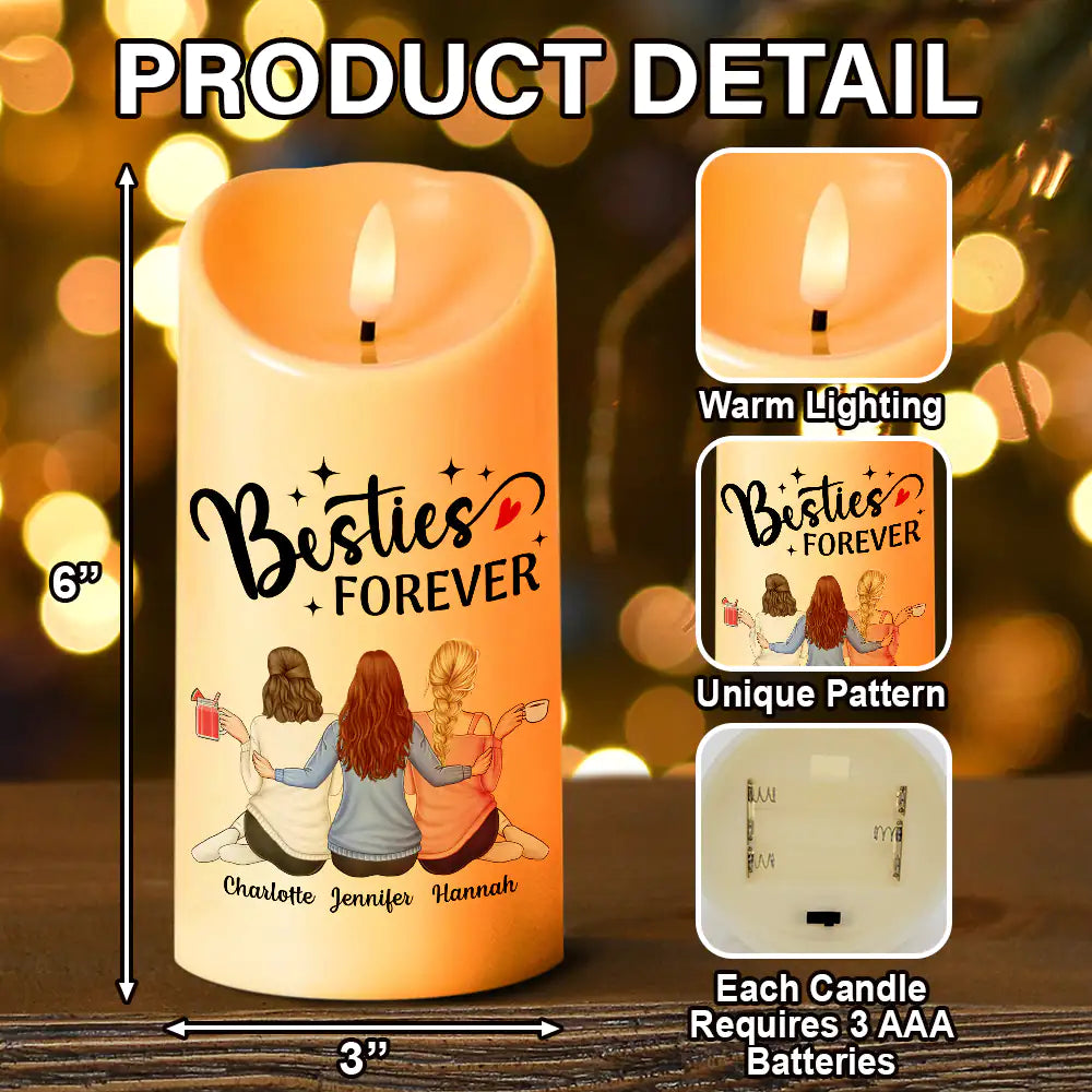 Gift For Bestie, Gift For Sisters - Sisters Are Like Stars They're Always There - Personalized Flameless LED Candle
