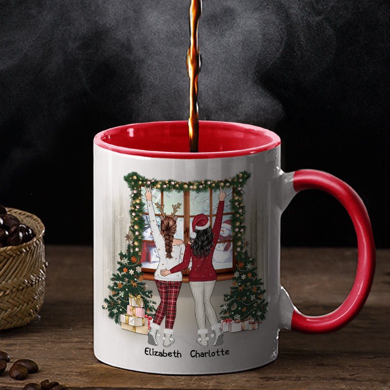 Best Friends Side By Side Or Miles Apart - Christmas Gift For BFF, Sisters - Personalized Custom Accent Mug