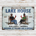 Lake House Memories At The Lake Last A Lifetime - Couple Gift - Personalized Custom Classic Metal Signs