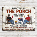 The Patio Grilling Listen To The Good Music Couple Husband Wife Pride - Backyard Sign - Personalized Custom Classic Metal Signs