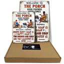 Patio Grilling Where Every Hour Is Happy Hour Couple Husband Wife - Backyard Sign - Personalized Custom Classic Metal Signs
