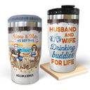 Beach Couple Husband And Wife Drinking Buddies For Life - Gift For Couples - Personalized Custom Triple 3 In 1 Can Cooler