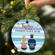 Family Where Begins And Love Never Ends - Memorial Gift - Christmas Gift - Personalized Custom Circle Ceramic Ornament