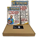 No Trespassing Property Patrolled By Crazy Woman Vertical - Home Decor, Backyard Decor, Gift For Dog Lovers & Cat Lovers - Personalized Custom Classic Metal Signs