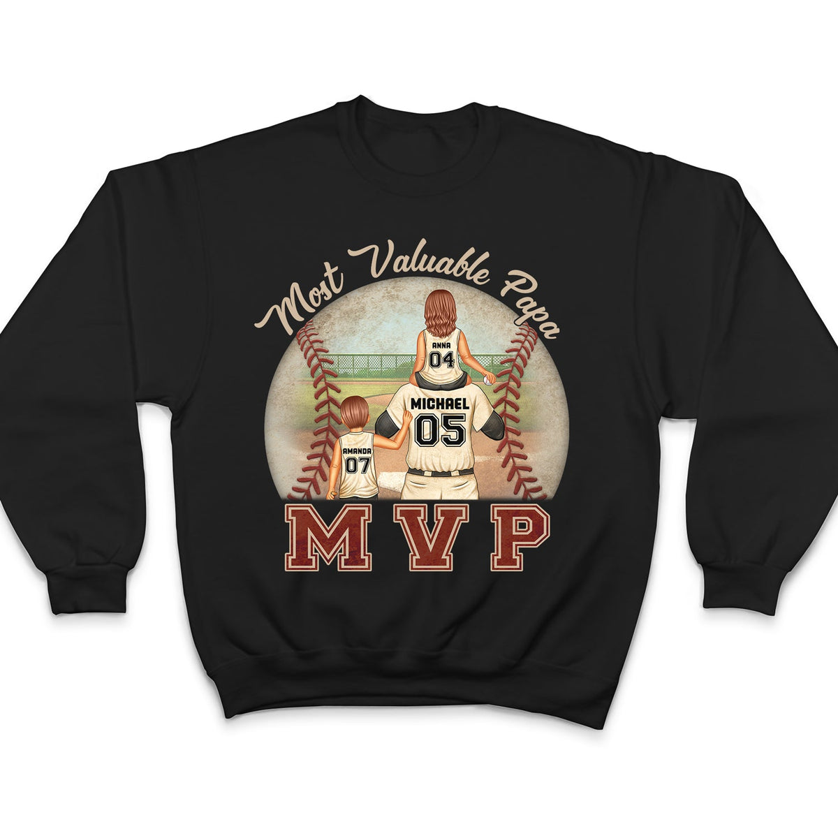 MVP Most Valuable Papa - Gift For Dad, Father, Baseball, Softball Fans - Personalized Custom T Shirt