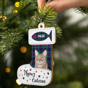 Custom Photo Dear Santa Define Naughty Flannel Background - Christmas Gift For Pet Lovers - Personalized Custom Shaped Wooden Ornament