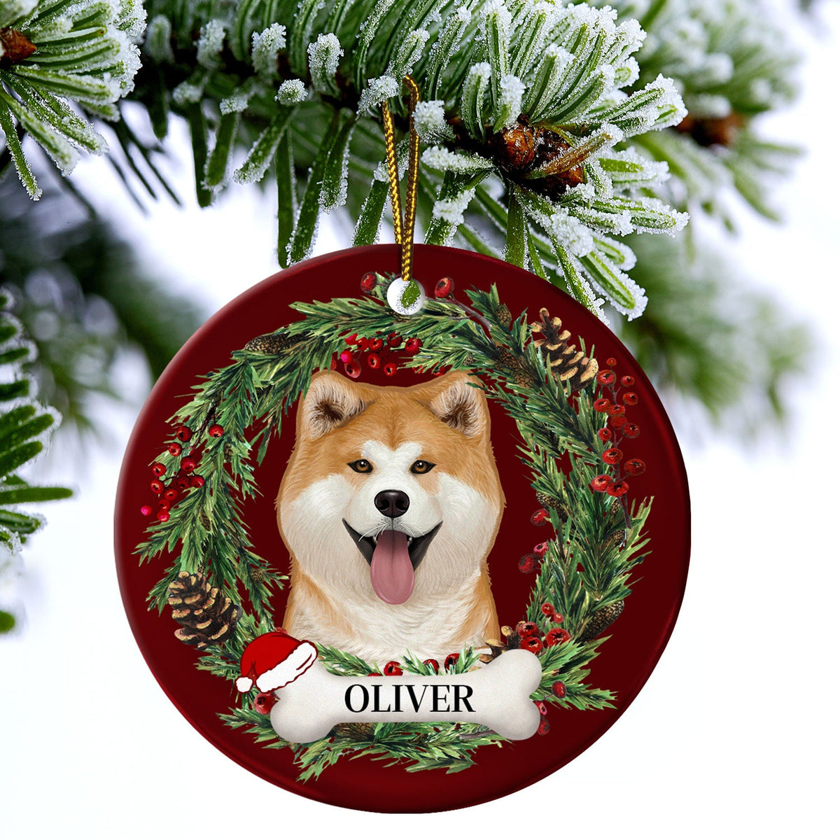 Lovely Dogs Cats - Christmas Memorial Gift For Pet Lovers - Personalized Circle Ceramic Ornament