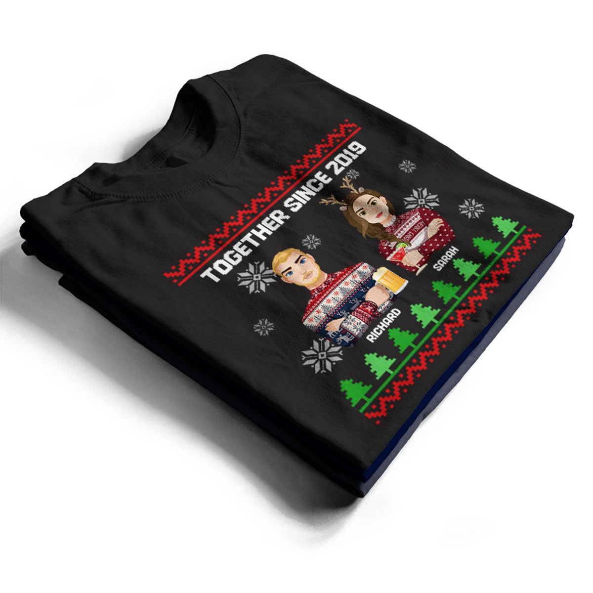 Flat Art Combo Dark - Christmas, Funny Gift For Family, Couple, Dad, Mom, Grandpa, Grandma - Personalized Sweatshirt