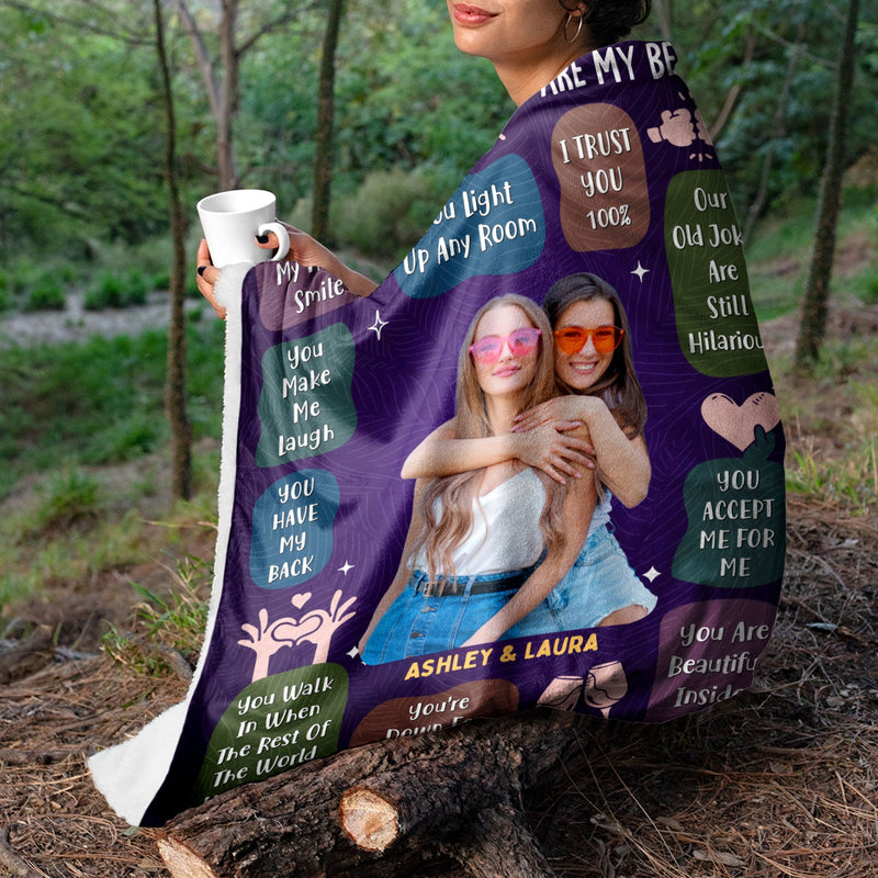 Custom Photo 10 Reasons Why You Are My Bestie - Holiday, Birthday, Loving Gift For Friends, Colleagues - Personalized Fleece Blanket